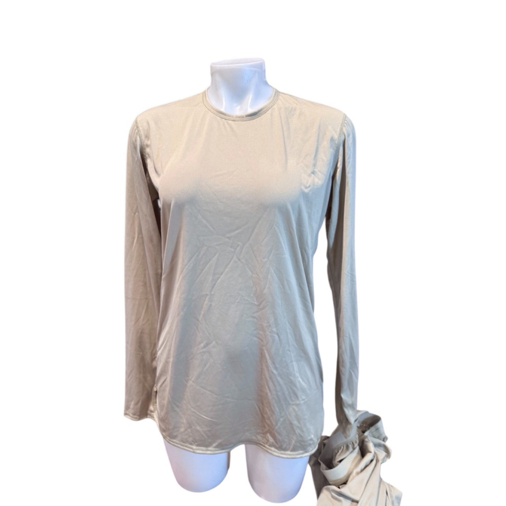 Women's Polartec Undershirt Top Small Beige Long Sleeve army issue